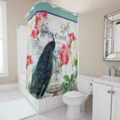 ヴィンテージクジャクとバラシャワーカーテン シャワーカーテン (インサイチュ)
