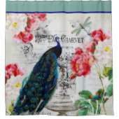 ヴィンテージクジャクとバラシャワーカーテン シャワーカーテン (正面)