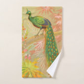 ヴィンテージクジャクと絵を描花 バスタオルセット (ハンドタオル)