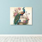 ヴィンテージクジャクの鳥かごビクトリアン キャンバスプリント (インサイチュ (ウッドフロア))