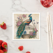 ヴィンテージクジャクの鳥かごビクトリアン スタンダードカクテルナプキン (インサイチュ)