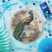 ヴィンテージクジャクの鳥かごビクトリアン ペーパープレート (パーティー)