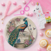 ヴィンテージクジャクの鳥かごビクトリアン ペーパープレート (パーティー)