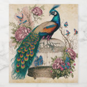 ヴィンテージクジャクの鳥かごビクトリアン ワインラベル (シングルラベル)