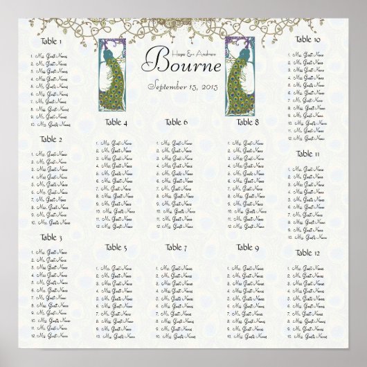 ヴィンテージクジャク座席表12表 ポスター (正面)