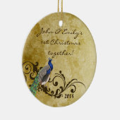 ヴィンテージクジャク鳥パーソナライズされた名オーナメント セラミックオーナメント (右)