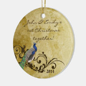 ヴィンテージクジャク鳥パーソナライズされた名オーナメント セラミックオーナメント (左)