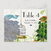 ヴィンテージクジャク&バードケ結婚ージのナンバーカード ポストカード (正面)