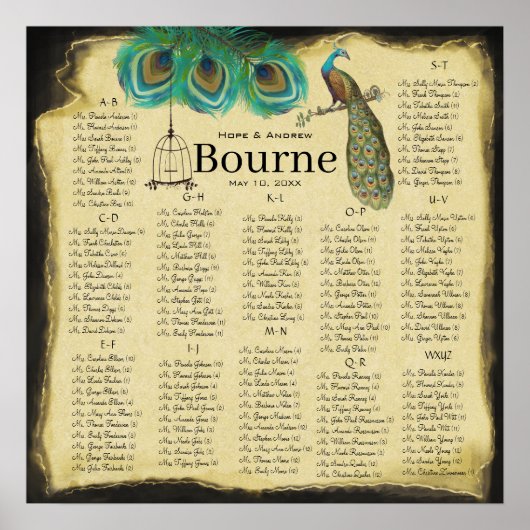 ヴィンテージクジャックシーティングチャート最大150名 ポスター (正面)