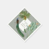 ヴィンテージクジャックフェザー熱帯緑結婚園 スタンダードカクテルナプキン (角)