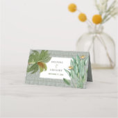 ヴィンテージクジャックフェザー熱帯緑結婚園 プレイスカード (裏面)