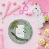 ヴィンテージクジャックフェザー熱帯緑結婚園 ペーパープレート (パーティー)