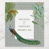 ヴィンテージクジャックフェザー熱帯緑結婚園 ワインラベル (シングルラベル)