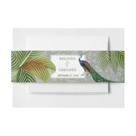 ヴィンテージクジャックフェザー熱帯緑結婚園 招待状ベリーバンド