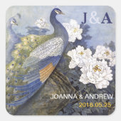 ヴィンテージクジャックペア牡丹結婚式の引き出物 スクエアシール (正面)