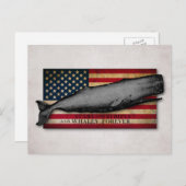 ヴィンテージクジラと米国国旗の鯨永遠に愛国的 ポストカード (正面/裏面)