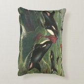 ヴィンテージクジラまたはオラカス、海洋哺乳類 アクセントクッション (裏面(縦))