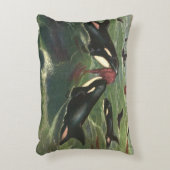 ヴィンテージクジラまたはオラカス、海洋哺乳類 アクセントクッション (正面(垂直))