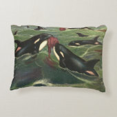 ヴィンテージクジラまたはオラカス、海洋哺乳類 アクセントクッション (裏面)