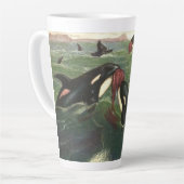 ヴィンテージクジラまたはオラカス、海洋哺乳類 カフェラテマグ (左アングル)