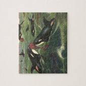 ヴィンテージクジラまたはオラカス、海洋哺乳類 ジグソーパズル (縦)