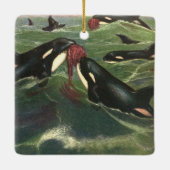 ヴィンテージクジラまたはオラカス、海洋哺乳類 セラミックオーナメント (裏面)