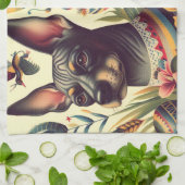 ヴィンテージクソロイツクイントルイラストレーション キッチンタオル (折り畳み)