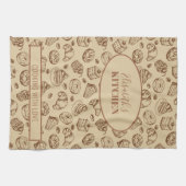 ヴィンテージクッキーのパターパーソナライズされたン名キッチン キッチンタオル (横)