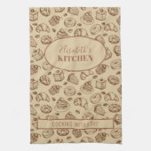 ヴィンテージクッキーのパターパーソナライズされたン名キッチン キッチンタオル (縦)
