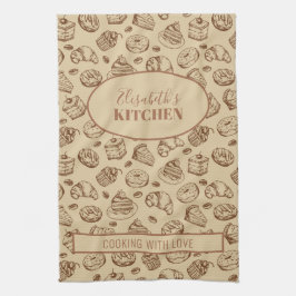 ヴィンテージクッキーのパターパーソナライズされたン名キッチン キッチンタオル