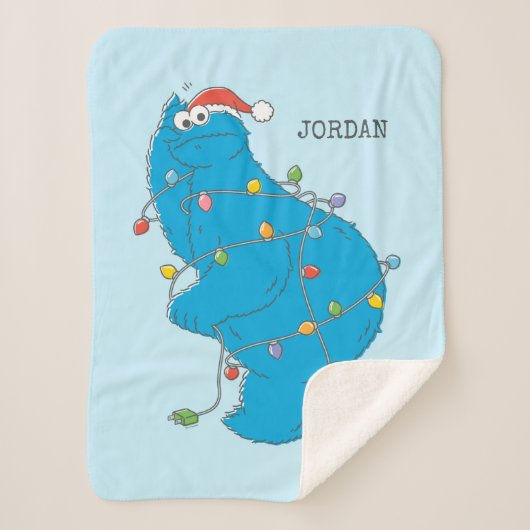 ヴィンテージクッキーモンスタークリスマスライト シェルパブランケット (正面)