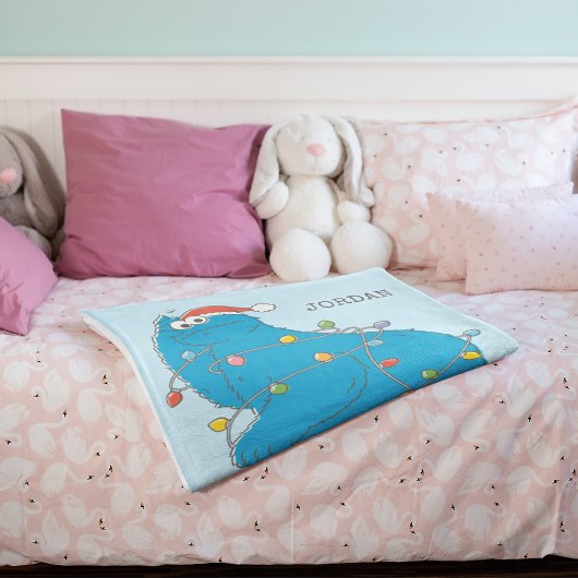 ヴィンテージクッキーモンスタークリスマスライト フリースブランケット