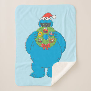 ヴィンテージクッキーモンスタークリスマスリース シェルパブランケット
