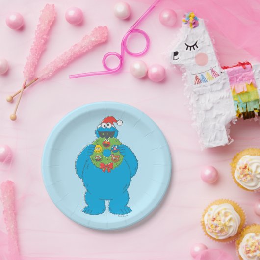 ヴィンテージクッキーモンスタークリスマスリース ペーパープレート (パーティー)