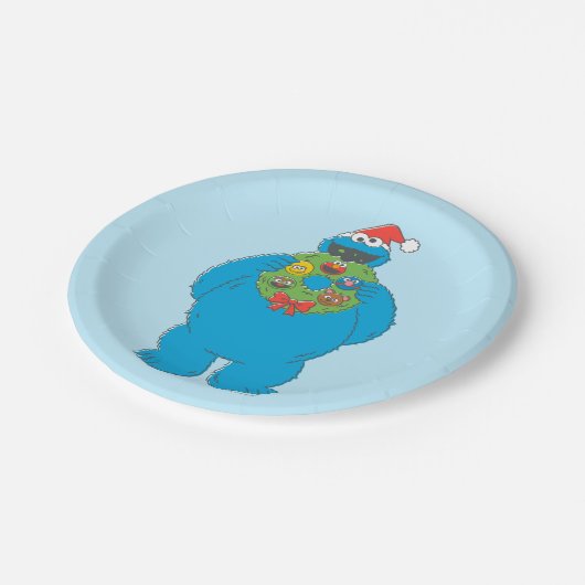 ヴィンテージクッキーモンスタークリスマスリース ペーパープレート (アングル)