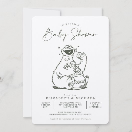 ヴィンテージクッキーモンスターベビーシャワー招待状 招待状 (正面)