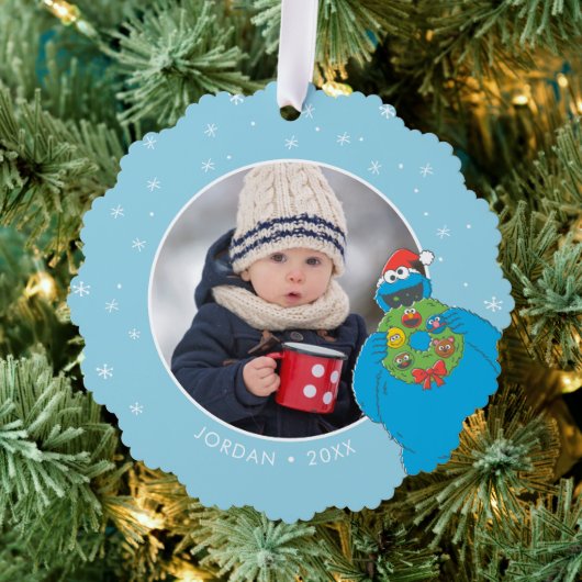 ヴィンテージクッキーモンスター |名前と写真 オーナメントカード (インサイチュ (木))