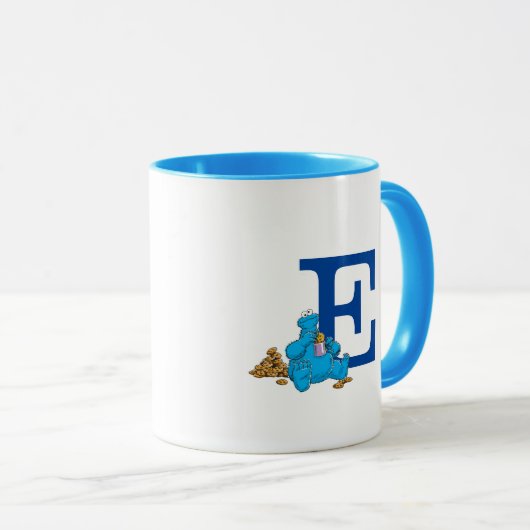 ヴィンテージクッキーモンスタ食べーのクッキーモノグラムE マグカップ (正面右)