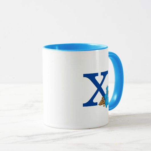 ヴィンテージクッキーモンスタ食べーのクッキーモノグラムX マグカップ (正面右)