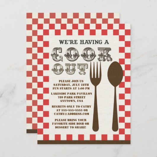 ヴィンテージクックアウトスタイル 招待状 (正面/裏面)