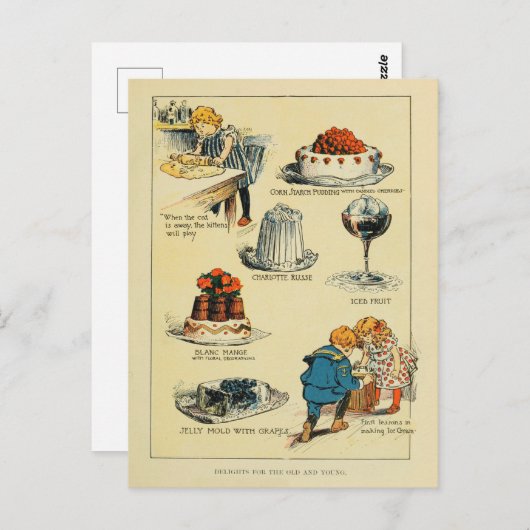 ヴィンテージクックブックの喜びとデザート ポストカード (正面/裏面)