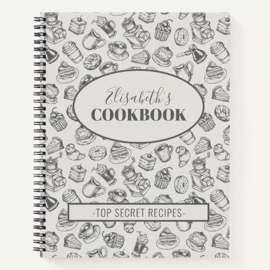 ヴィンテージクックブック名パーソナライズされたレシピ仕訳帳 ノートブック (正面)