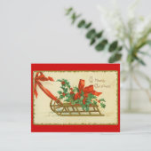 ヴィンテージクビクトリアンリスマススレッドホリー招待状 招待状 (スタンド正面)