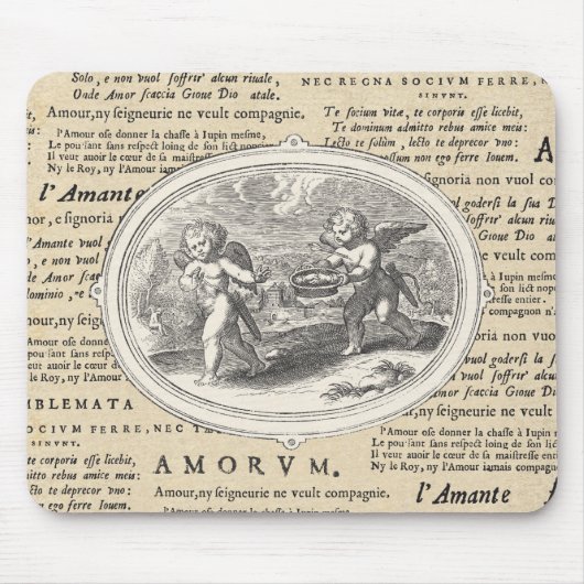 ヴィンテージクピッド・イン・ラブ結婚・ロマンチック婚約 マウスパッド (正面)