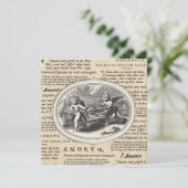 ヴィンテージクピッド・イン・ラブ結婚・ロマンチック婚約 招待状 (スタンド正面)