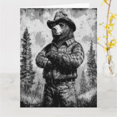 ヴィンテージクマを白黒で吸う カード (黄色い花)