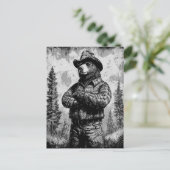 ヴィンテージクマを白黒で吸う シーズンポストカード (スタンド正面)