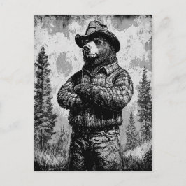 ヴィンテージクマを白黒で吸う シーズンポストカード