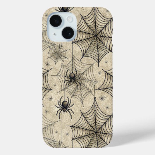 ヴィンテージクモとクモの巣ハロウィンパターン Case-Mate iPhoneケース (裏面)