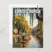 ヴィンテージクライストチャーチニュージーランドアヴォンリバー ポストカード (正面/裏面)